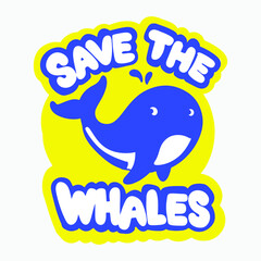 save the whales 2000s sticker retro design
