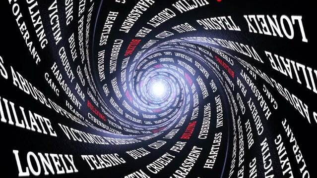 BULLYING Keywords on the Tunnel Walls, Animation, Background, Loop
