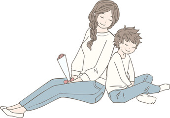 母の日にお母さんへカーネーションをプレゼントする男の子