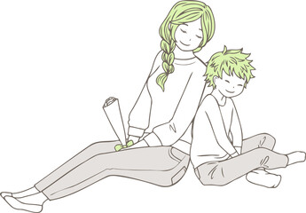 母の日にお母さんへカーネーションをプレゼントする男の子