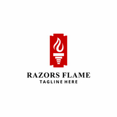 Illustration abstract torch flame on razors sign logo design