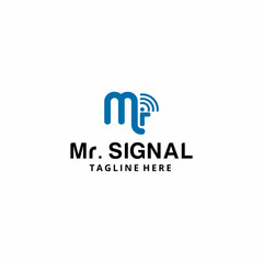 Illustration modern initial MR with signal symbol logo design