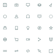 Set of outlined user interface icons for mobile and web