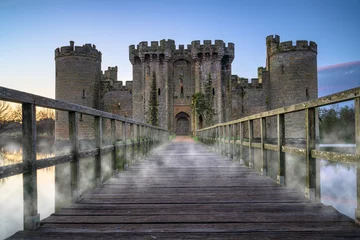 Wall murals Old building Ruins of 14th century Bodiam castle at dawn. England