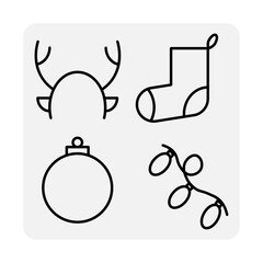 Christmas toy sock garlands in cartoon style. Happy new year. Winter symbol. Merry christmas. Vector illustration. stock image.