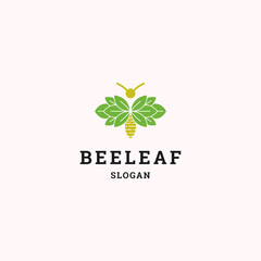 Bee leaf logo icon design template vector illustration