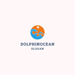 Dolphin ocean logo icon design template vector illustration