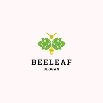 Bee leaf logo icon design template vector illustration