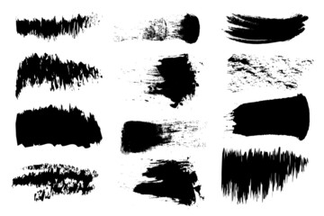 Brush strokes rows in paper. Design element. Ink brush stroke drawing. Vector illustration. stock image.