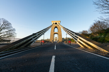 Clifton suspension bridge at morning light in Bristol, England