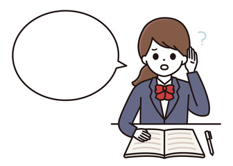 学生 女性 授業 女子高校生 難聴 吹き出し