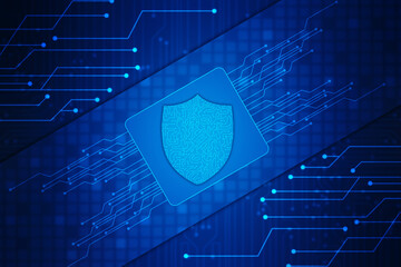 Protect and Security concept. Digital Shield on abstract technology background, Cyber security and information or network protection. Future technology web services for business and internet project