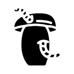 worm mushroom glyph icon vector. worm mushroom sign. isolated contour symbol black illustration