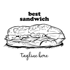 Sandwich poster design vector illustration in hand darwn style, perfect for wall decor cafe restaurant and tshirt design 