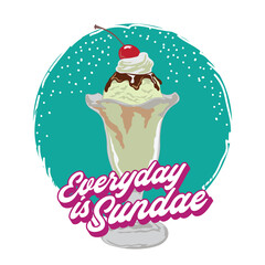 Ice Cream sundae vanila vector illustration , perfect for ice shop cafe logo gelato and poster also wall decor design