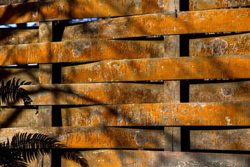 A close up of a wooden fence. Mendocino, California, United States.