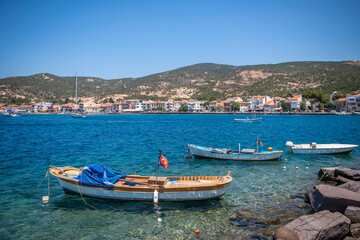 Fototapeta na wymiar seaside town in the Aegean . Foca, Izmir, Turkey