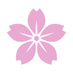 Icon of pink cherry blossom. Flower of spring season. Vector.