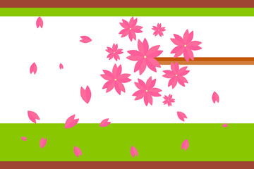 Background of falling cherry blossoms. Vector.