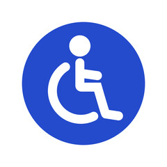 Round wheelchair sign. Wheelchair parking and restrooms. Vectors.