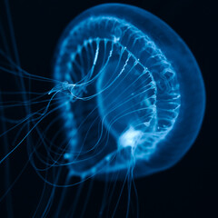 Blue jellyfish macro view