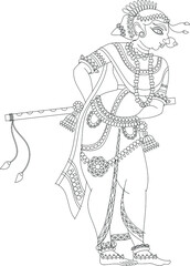 Lord's Radha, Gopika, Sevika, have drawn in Indian folk art, Kalamkari style. for textile printing, logo, wallpaper