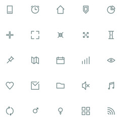 Set of outlined user interface icons for mobile and web