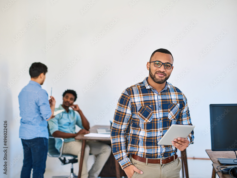 Aufkleber smart technology makes management so much simpler. portrait of a young entrepreneur using a digital 
