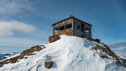 Abandoned Fire Lookout on the Summit of Mount Burke, Cataract Creek Provincial Recreation Area, Alberta, Canada