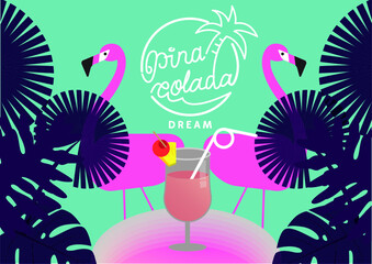 Summer promotion template/ tropical party promotion/ cocktail party poster/ Beach party/ Pina colada dreams