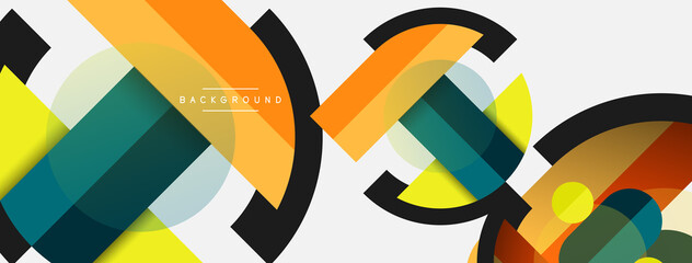 Obraz premium Round geometric shapes lines and circles. Vector template for wallpaper banner background or landing page