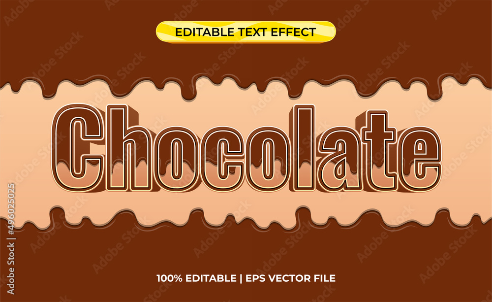 Aufkleber chocolate pie 3d text effect with choco texture. typography template for chocolate product