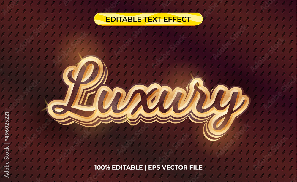 Aufkleber luxury 3d text effect with golded texture. typography template for gold object.