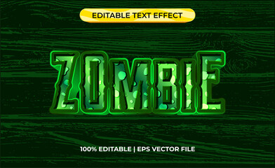 zombie 3d text effect with scary and horror theme. typography template for zombie tittle game or film.