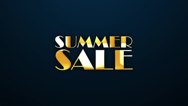 Summer Sale text word gold light animation loop with glitch text effect. 4K 3D seamless looping Summer Sale effect element for Cinema trailer, Sales Marketing title banner. Old Gaming Console Style
