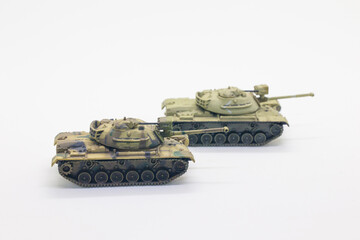 World war II tank model toy isolate on white background