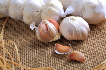 Raw Garlic Bulbs and Garlic Cloves 