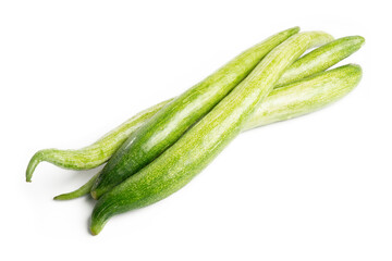 Fresh Organic Snake gourd (Trichosanthes anguina Linn), green vegetables on white background	
