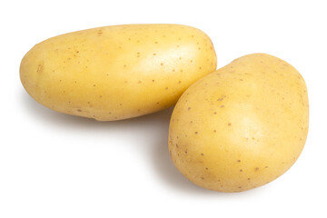Fresh Raw Organic Young Potatoes isolated on white background. Clipping path	
