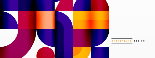 Minimal geometric abstract background. Circle square and triangle design. Trendy techno business template for wallpaper, banner, background or landing