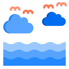 sea flat style icon