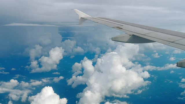 Airplane flight, window view