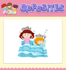 Opposite words for awake and asleep