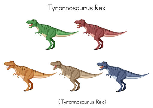 Tyrannosaurus Rex in five colors