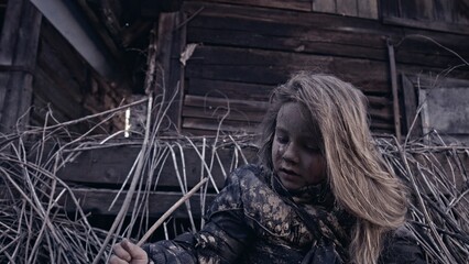 Fototapeta na wymiar Children without a home, apocalypse, war
