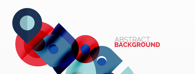 Colorful round shapes, circles and triangles background. Minimal geometric template for wallpaper, banner, presentation