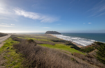 Fototapeta na wymiar Point Sur next to Cabrillo Highway north of Big Sur on the central coast of California United States