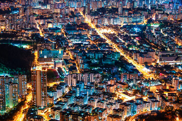 Amazing Hong Kong Night View, downtown district, shooting from "lion rock peak".