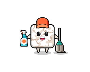 cute ceramic tile character as cleaning services mascot