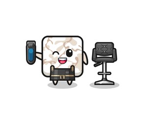 ceramic tile barbershop is holding a trimer